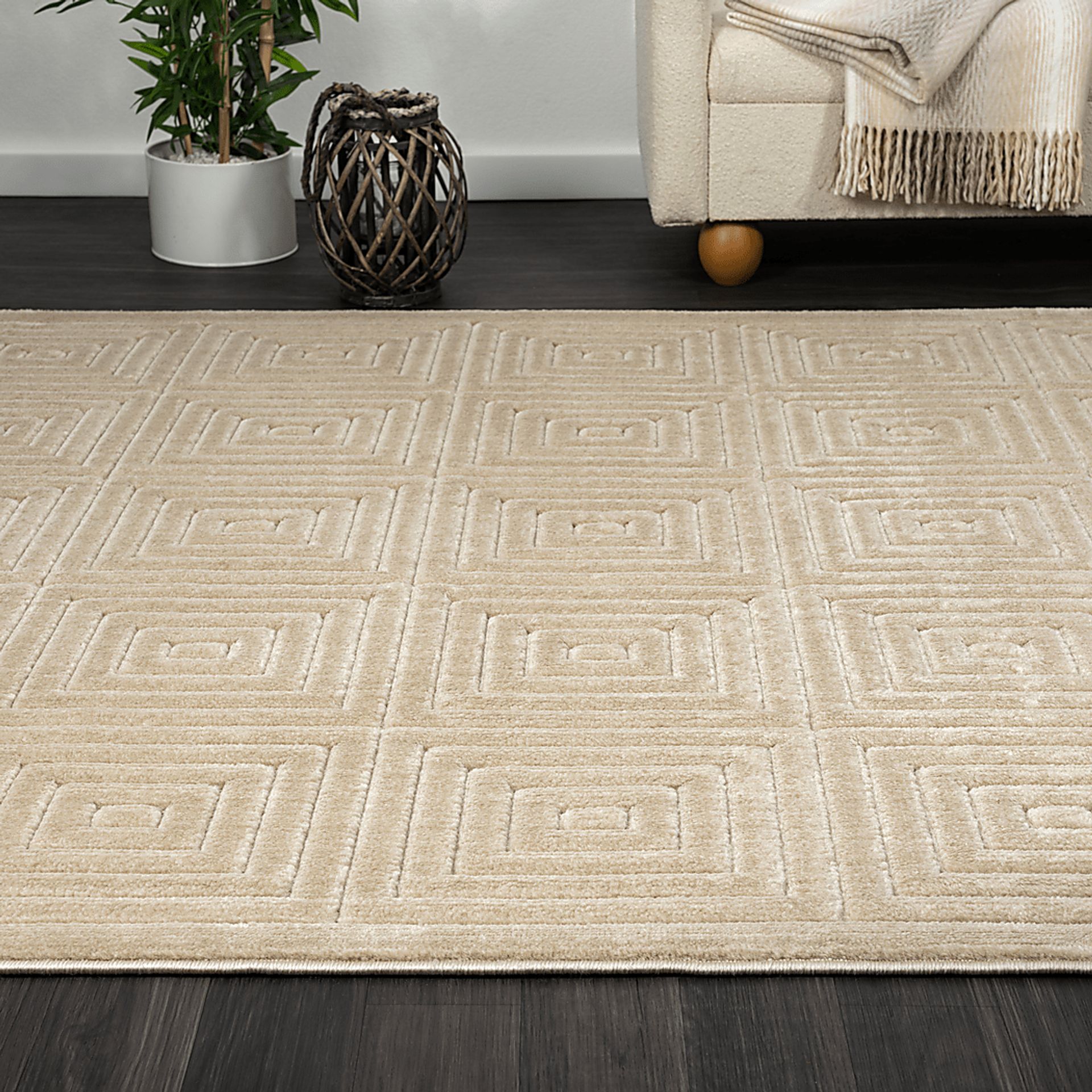 Abbour Beige 7'10 x 9'10 Indoor,Outdoor Rug - Image 3