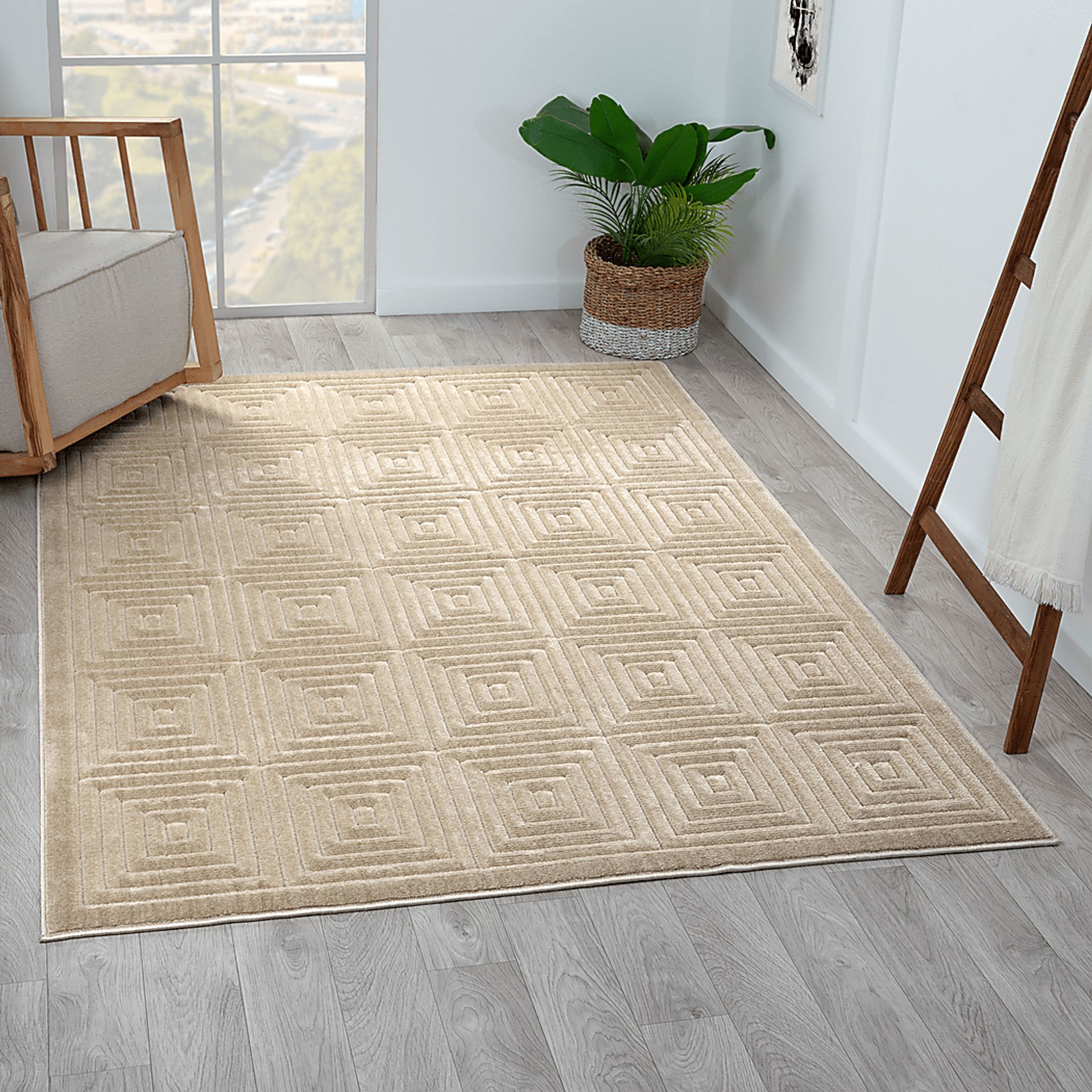 Abbour Beige 7'10 x 9'10 Indoor,Outdoor Rug - Image 4