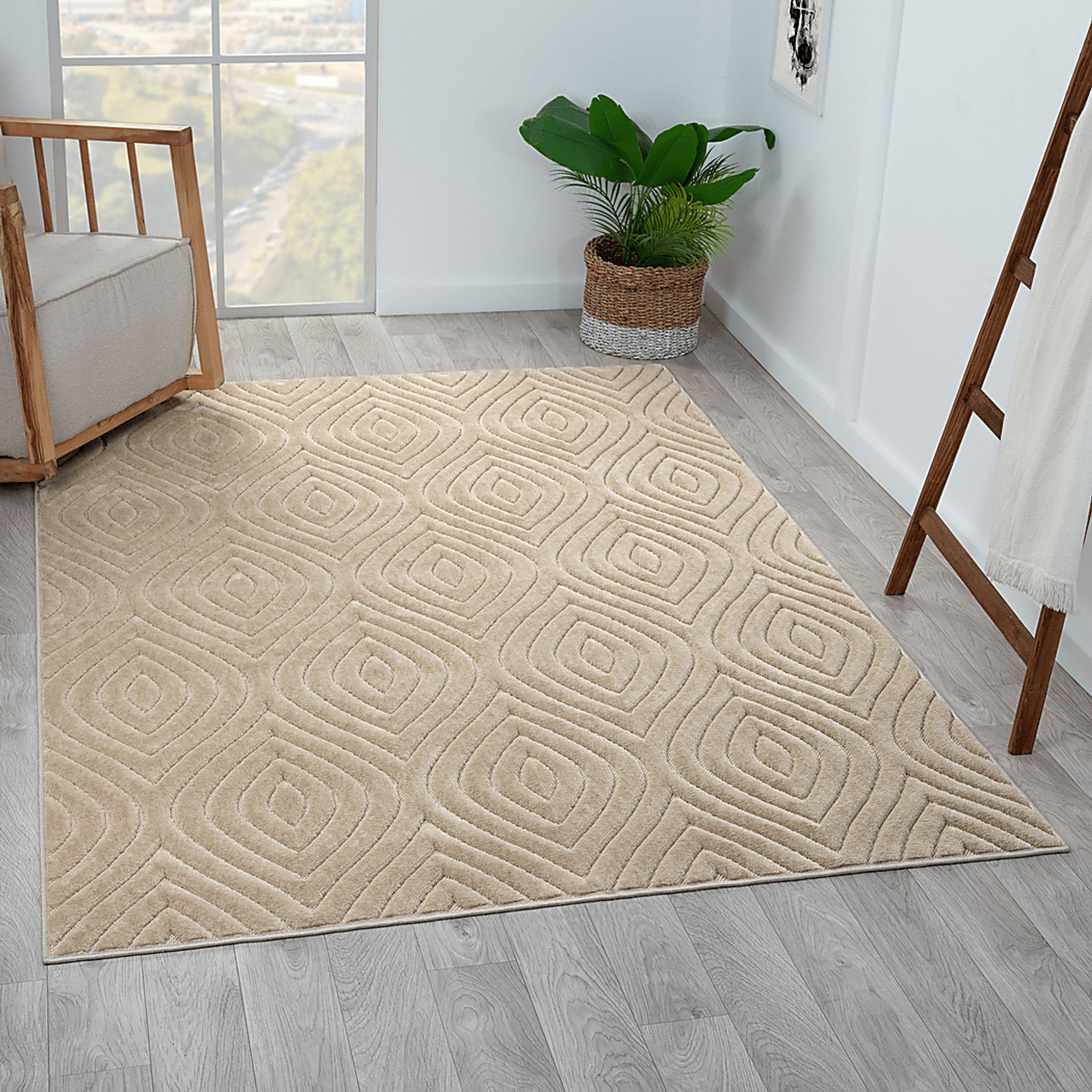 Abbour Beige 7'10 x 9'10 Indoor,Outdoor Rug - Image 4