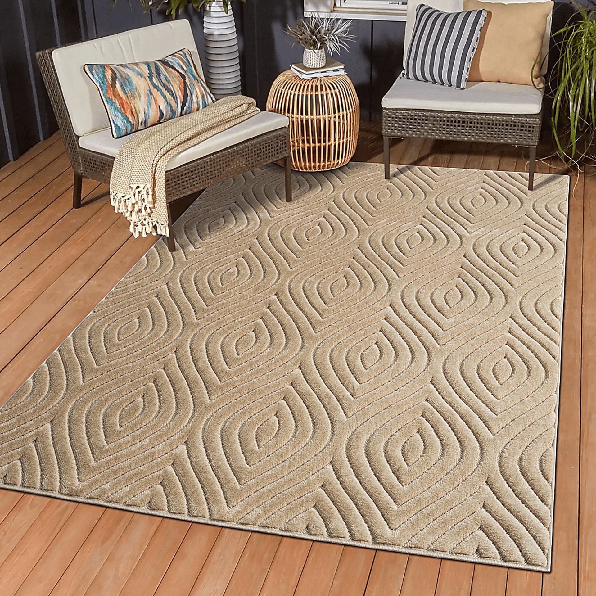Abbour Beige 7'10 x 9'10 Indoor,Outdoor Rug - Image 5