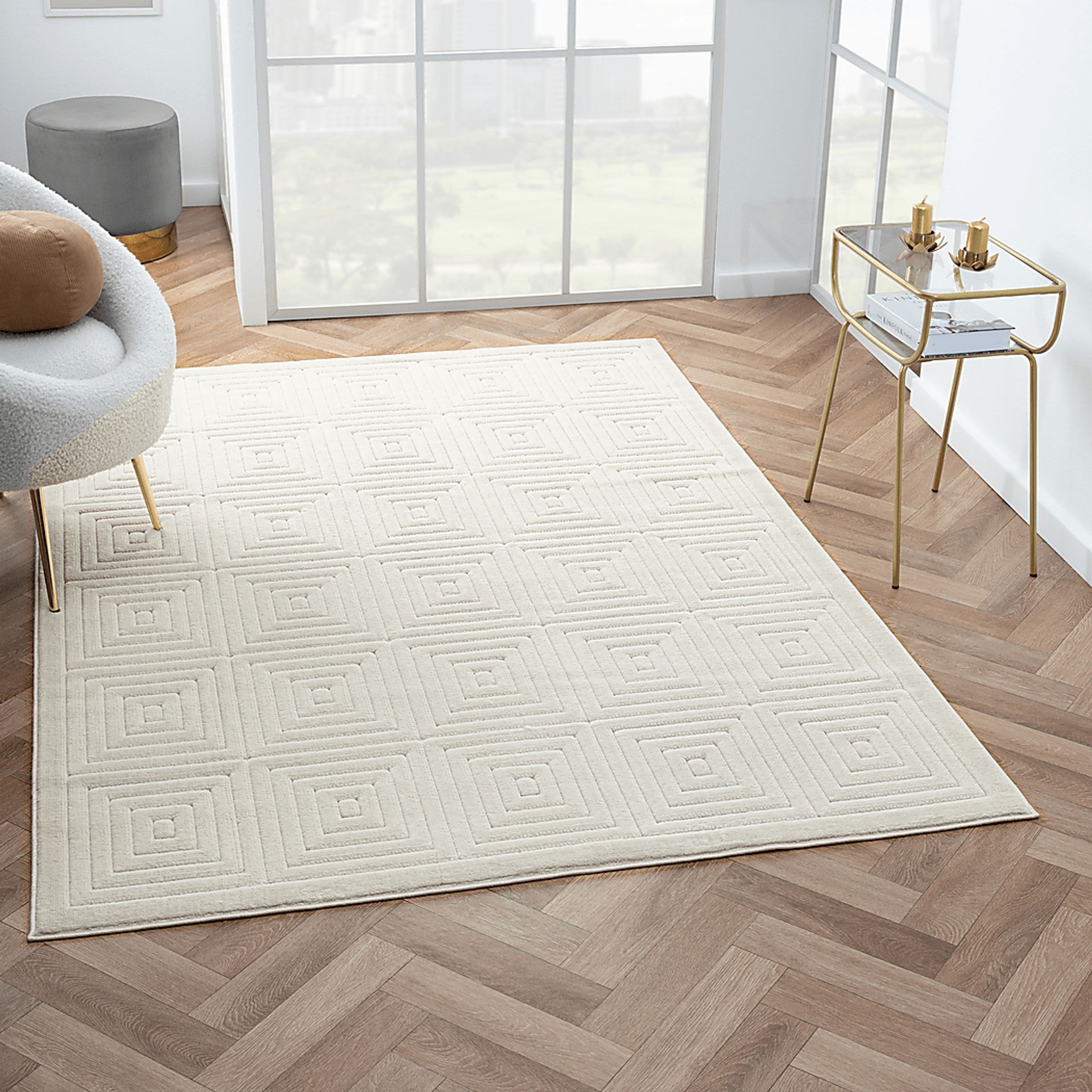 Abbour Ivory 5' x 7' Indoor,Outdoor Rug - Image 2