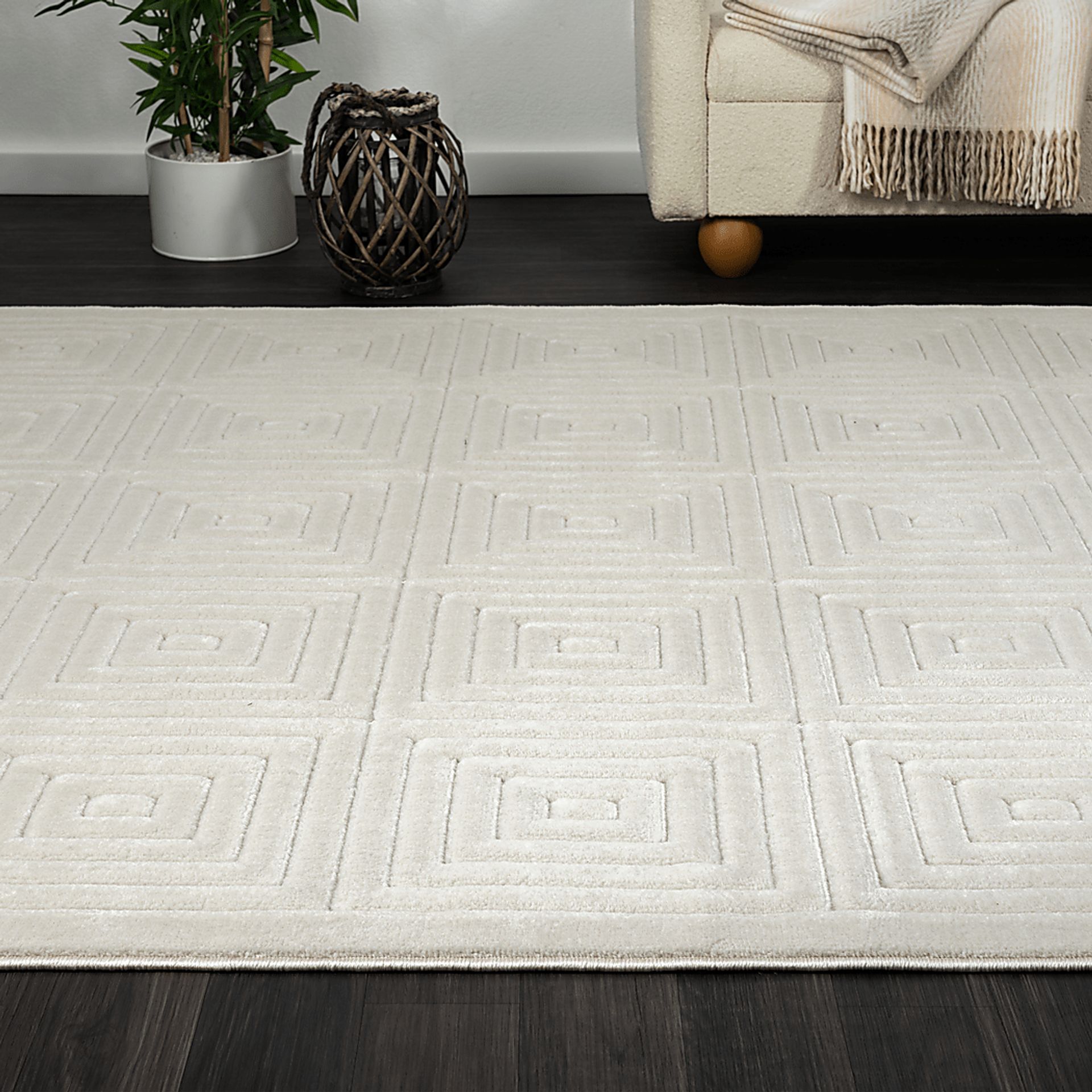 Abbour Ivory 5' x 7' Indoor,Outdoor Rug - Image 3
