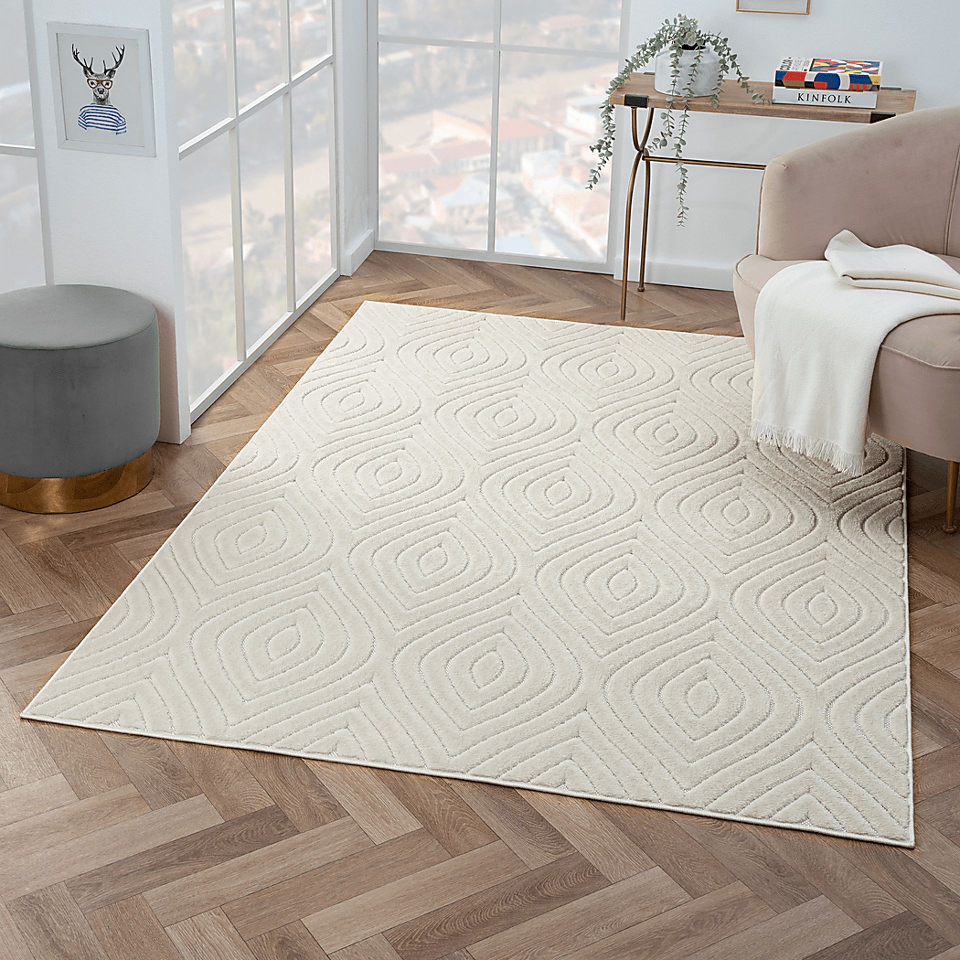 Abbour Ivory 7'10 x 9'10 Indoor,Outdoor Rug - Image 4