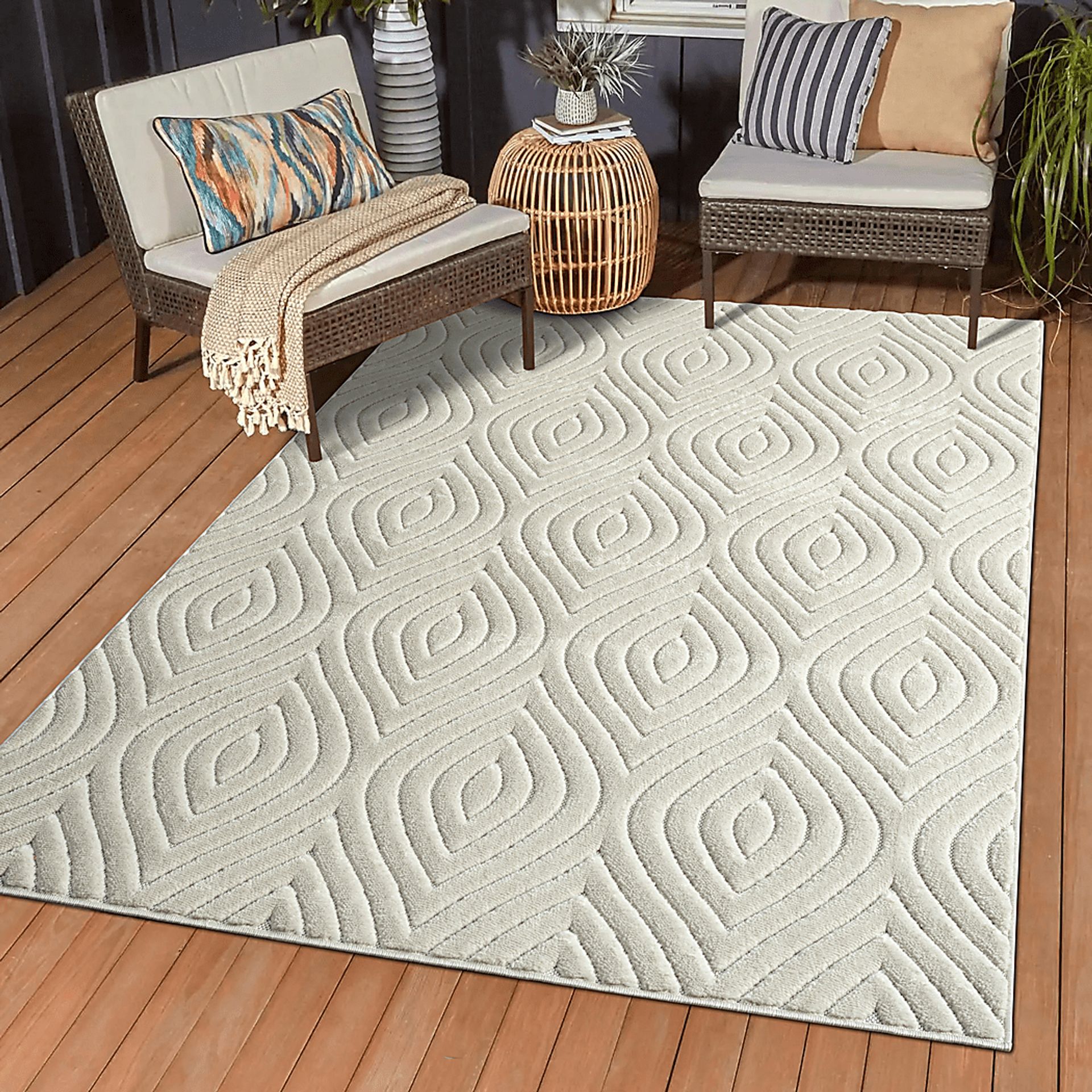 Abbour Ivory 7'10 x 9'10 Indoor,Outdoor Rug - Image 5