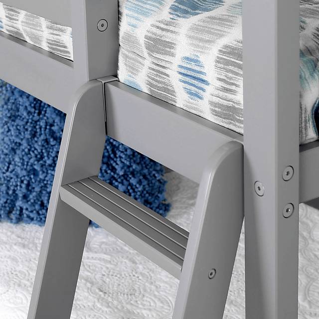 Kids Abdiel Gray Twin/Twin Low Bunk Bed with Slide and Gray Tent - Thumbnail - Image 6