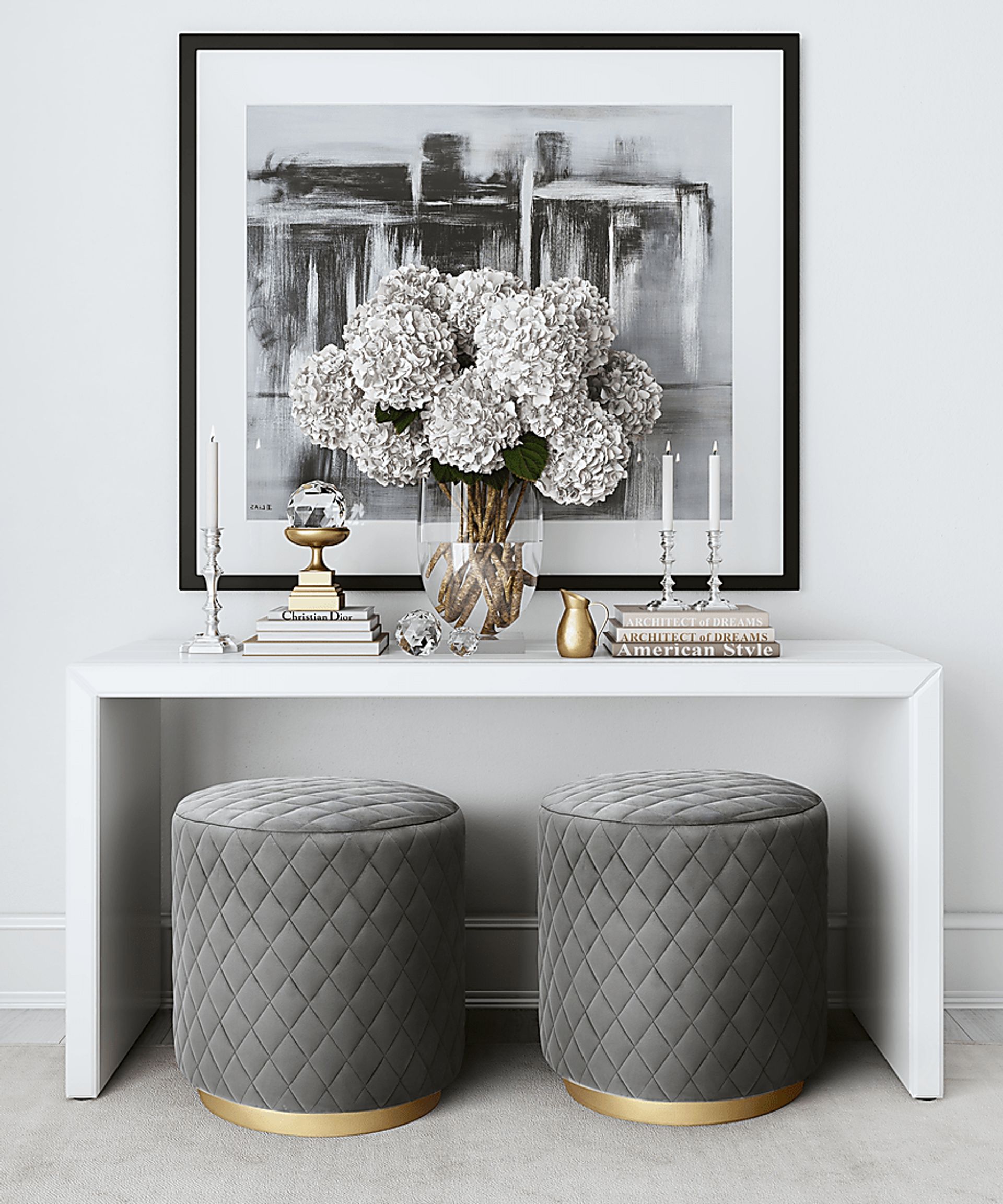 Aberas Gray Ottoman - Image 3