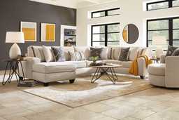 Aberlin Court Beige Polyester Fabric 3 Pc With Chaise Left Arm