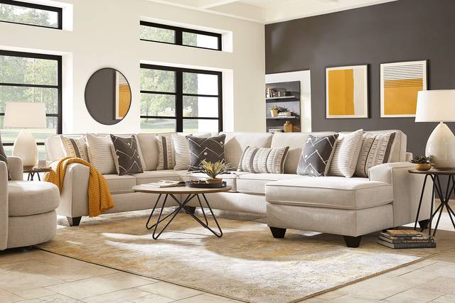 Aberlin Court Beige 3 Pc Sleeper Sectional - Thumbnail - Image 2
