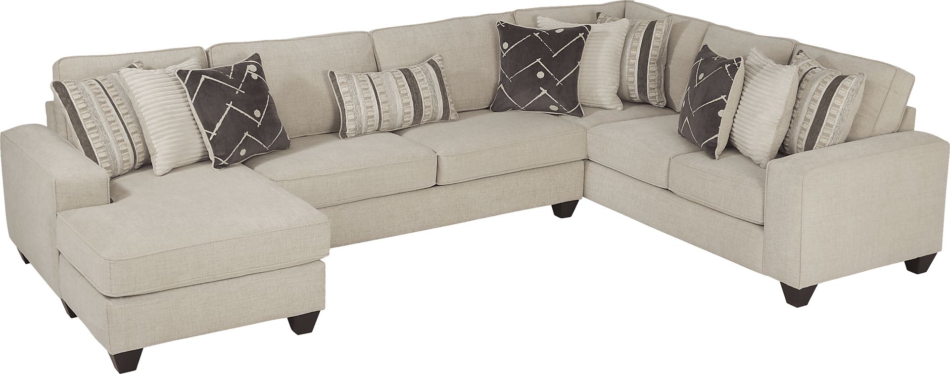 Aberlin Court Beige 3 Pc Sleeper Sectional - Image 3