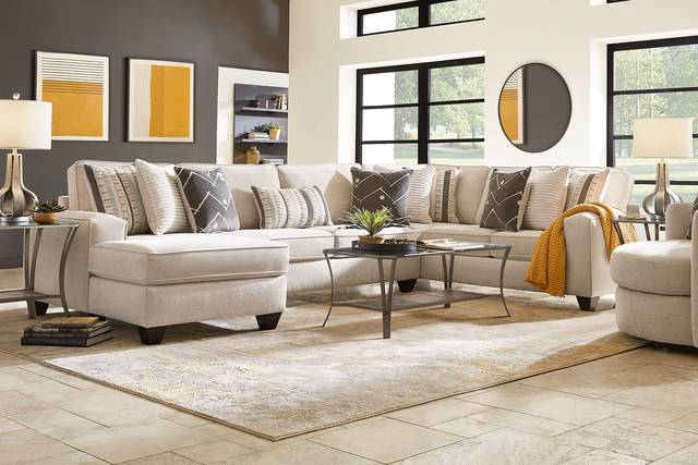 Aberlin Court Beige 6 Pc Sectional Living Room - Thumbnail - Image 1