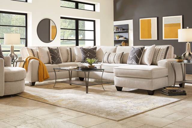 Aberlin Court Beige 6 Pc Sectional Living Room - Thumbnail - Image 1