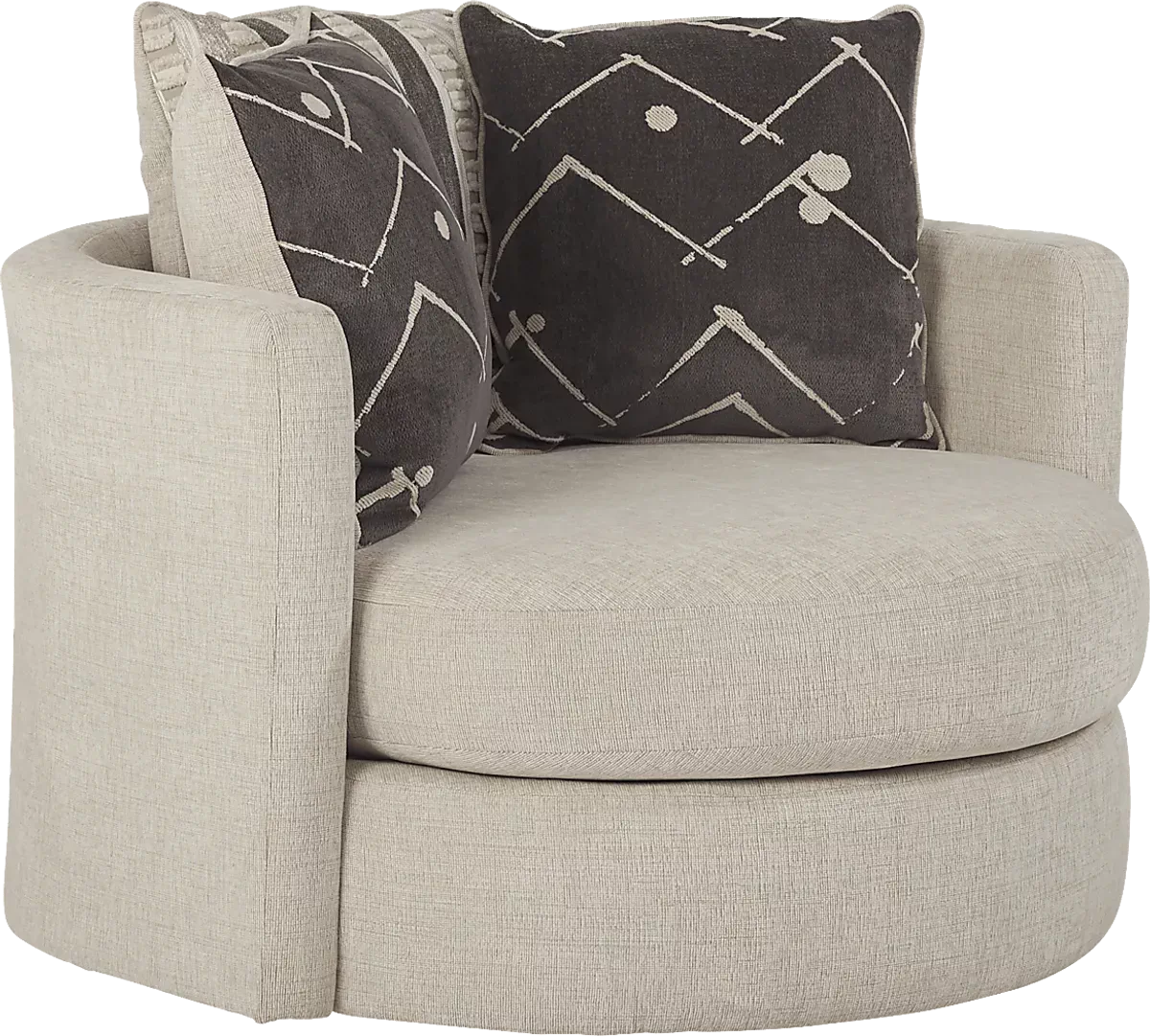 Novelia Beige Polyester Fabric Swivel Chair - Rooms To Go