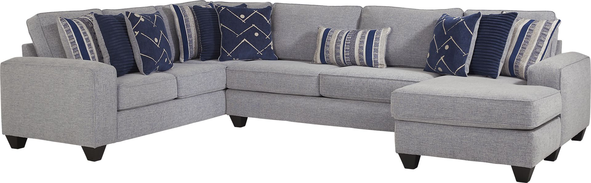 Aberlin Court Blue 3 Pc Gel Foam Sleeper Sectional - Image 1