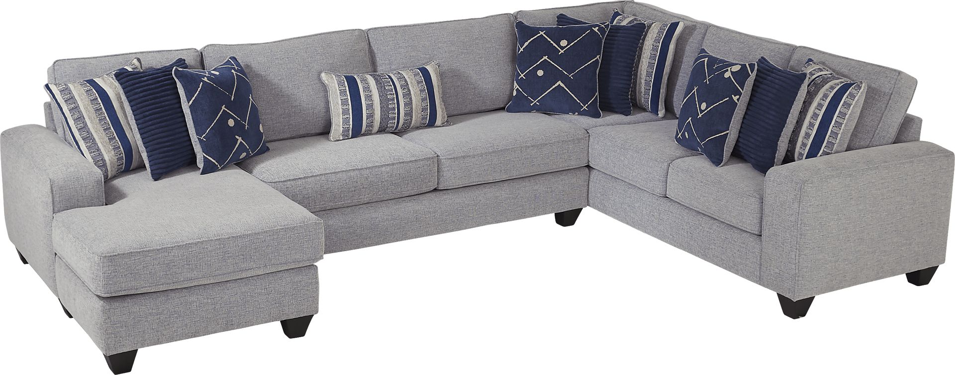 Aberlin Court Blue 3 Pc Gel Foam Sleeper Sectional - Image 3