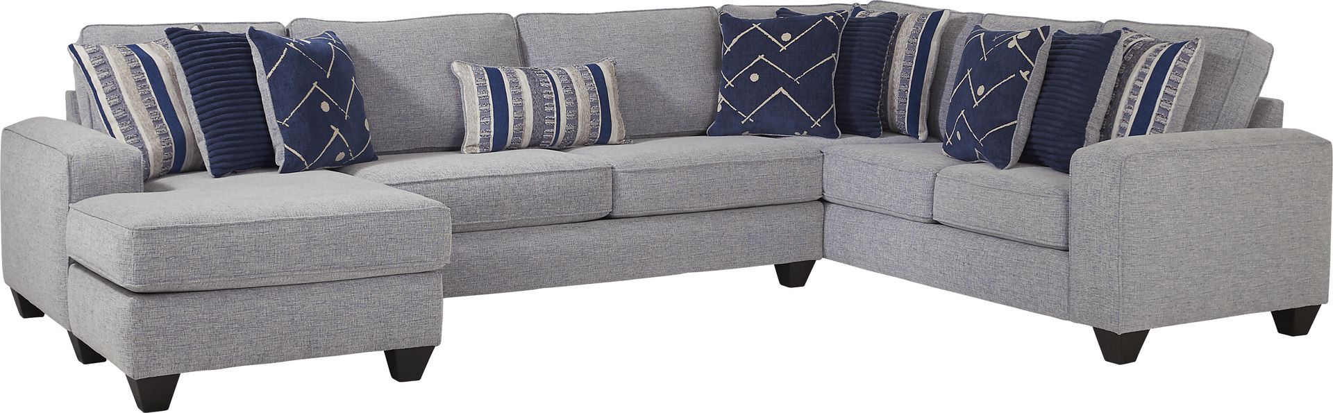 Aberlin Court Blue 3 Pc Gel Foam Sleeper Sectional - Image 1