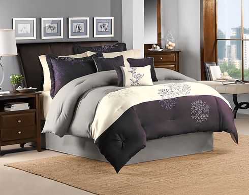 Abiona Plum 7 Pc King Comforter Set