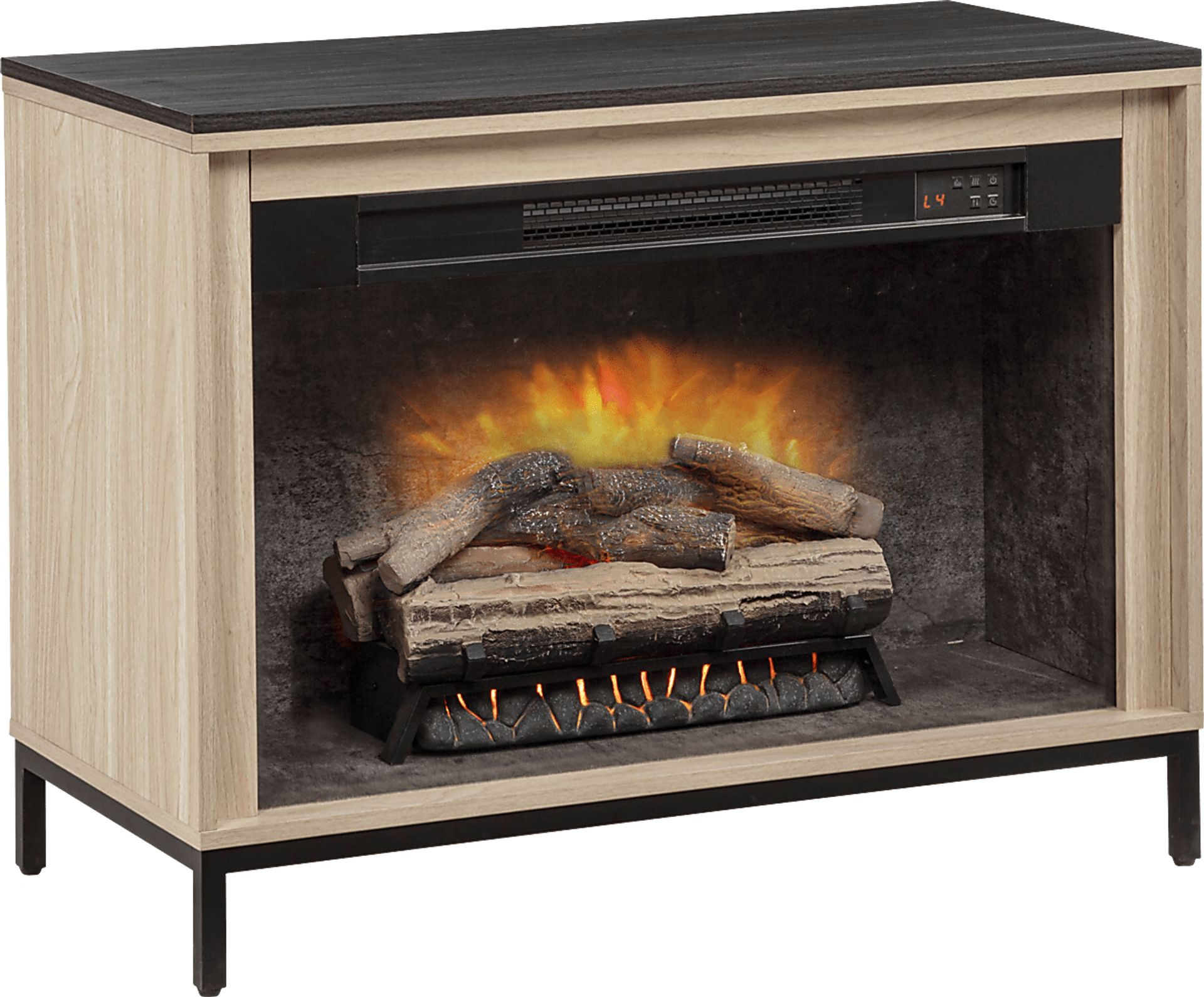 Abline Light Brown 34 in. Console with Electric Fireplace - Image 9