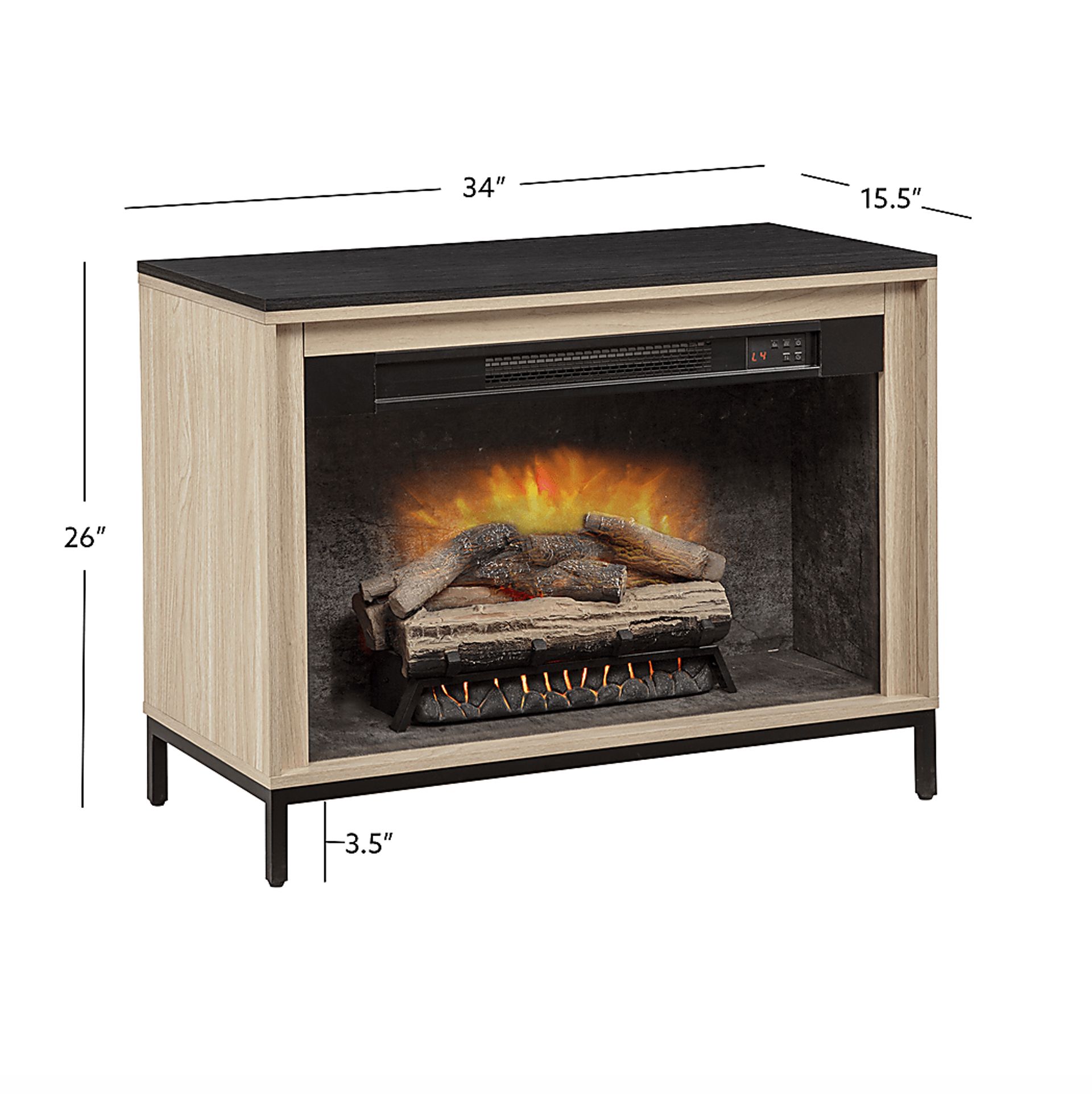 Abline Light Brown 34 in. Console with Electric Fireplace - Image 10
