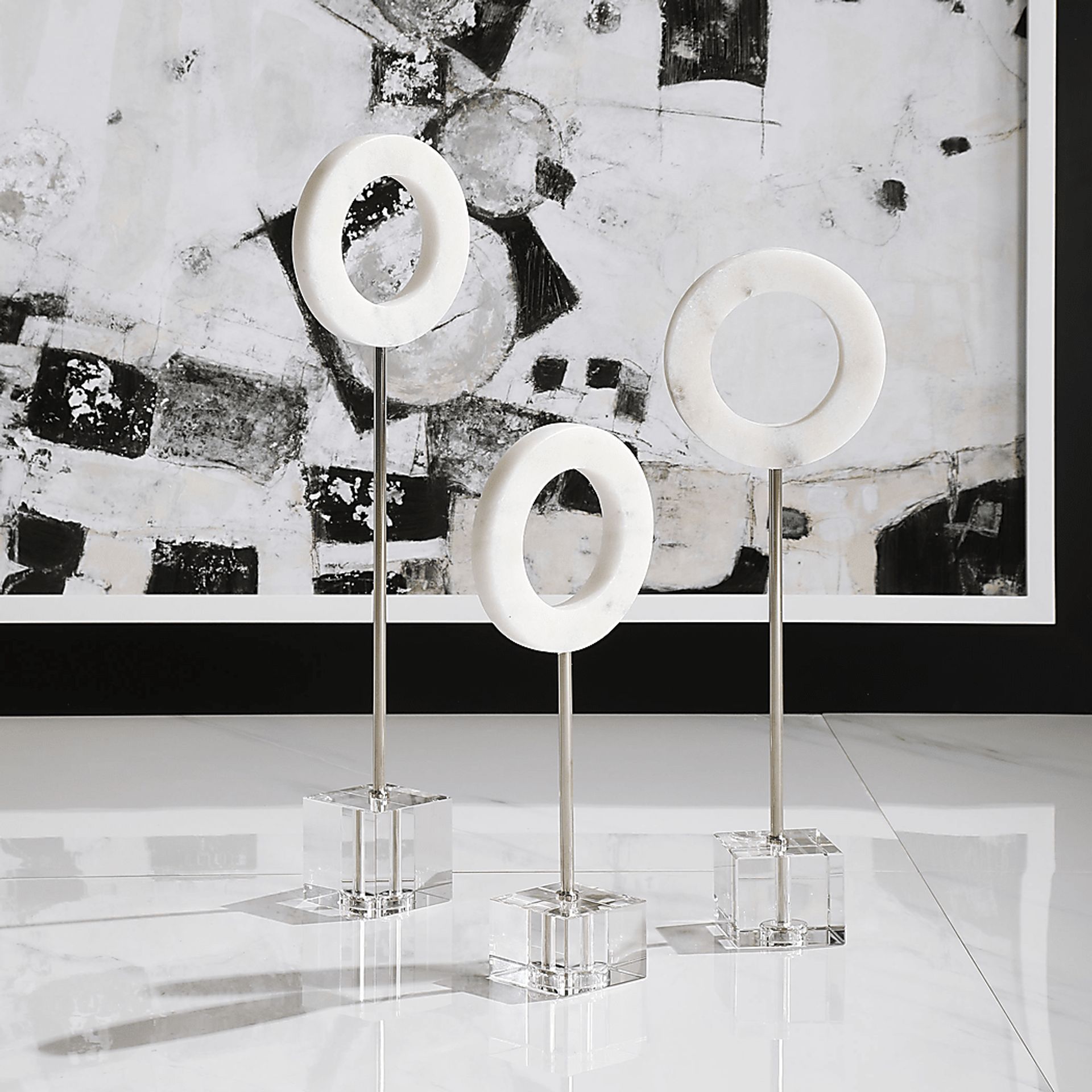 Abraina White Sculpture, Set of 3 - Image 4