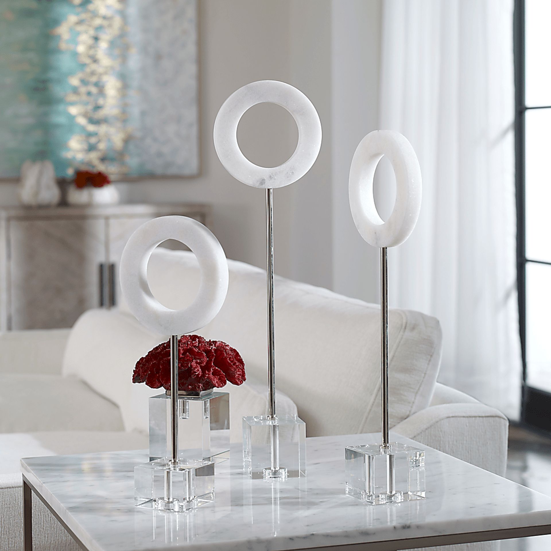 Abraina White Sculpture, Set of 3 - Image 5