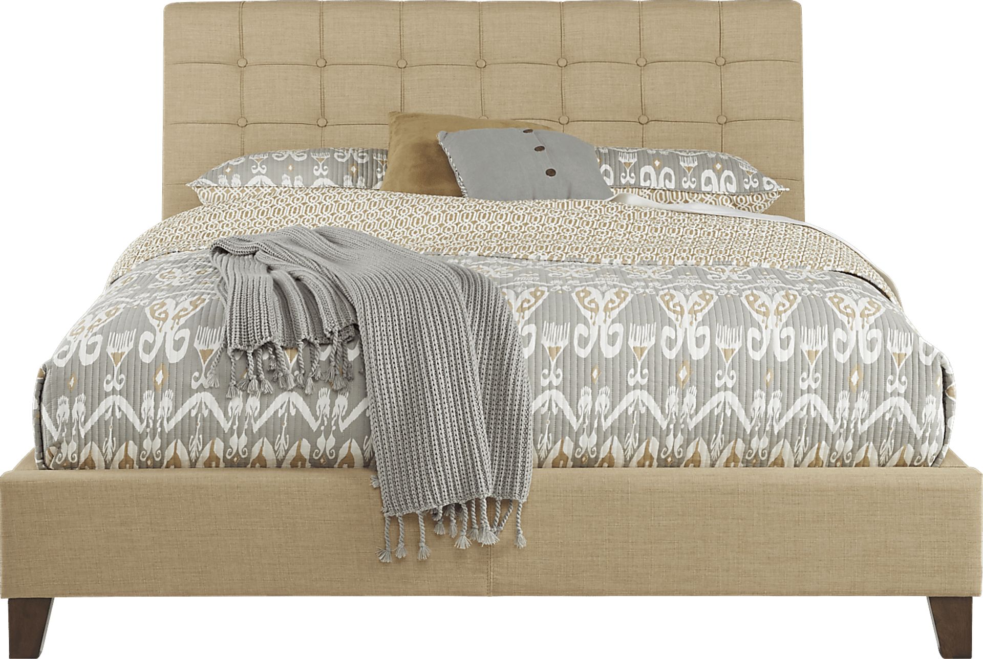 Abrielle Gold 3 Pc Queen Upholstered Bed - Image 1