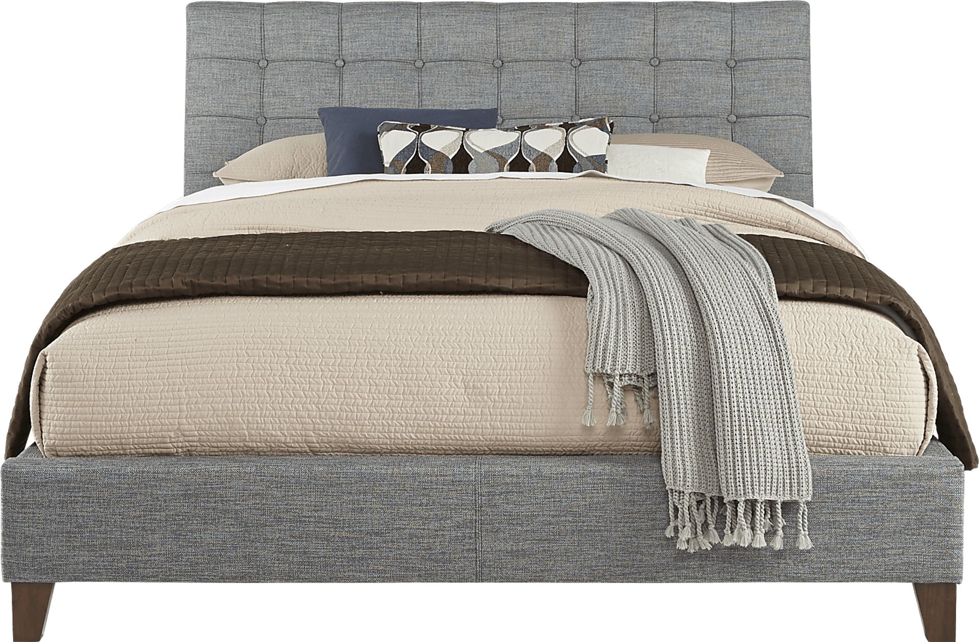 Abrielle Gray 3 Pc Queen Upholstered Bed - Image 1