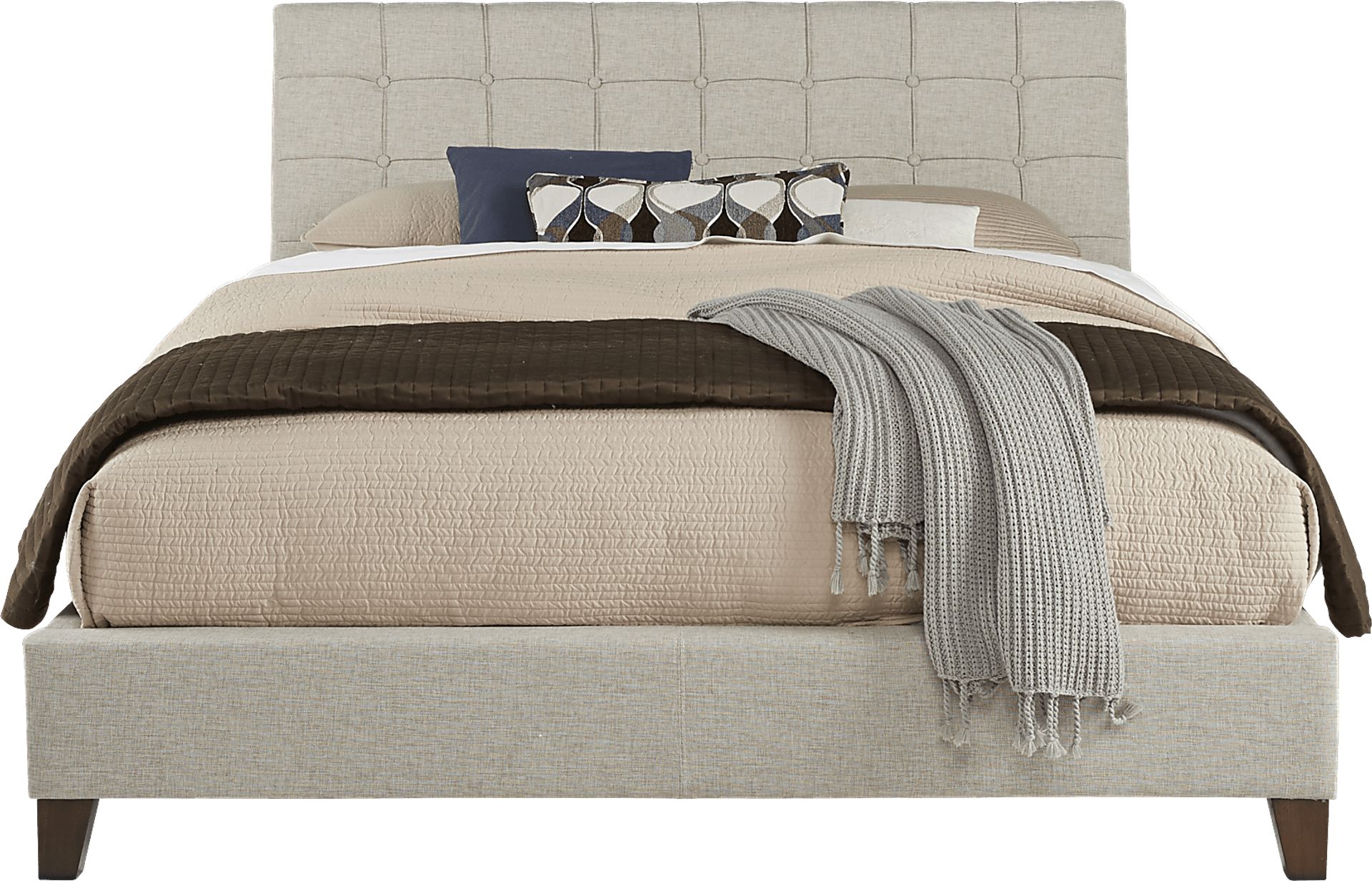 Abrielle Oatmeal 3 Pc Queen Upholstered Bed - Image 1