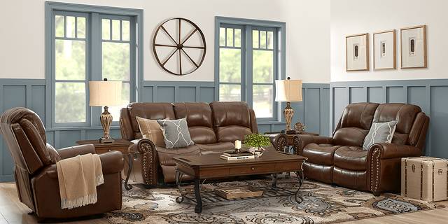 Abruzzo Brown Leather Reclining Sofa - Thumbnail - Image 2
