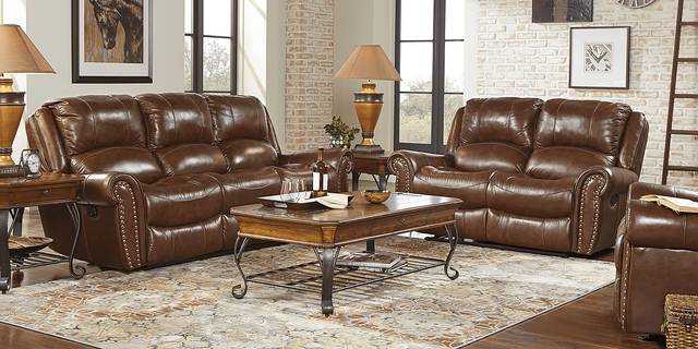 Abruzzo Brown 7 Pc Leather Reclining Living Room - Thumbnail - Image 1