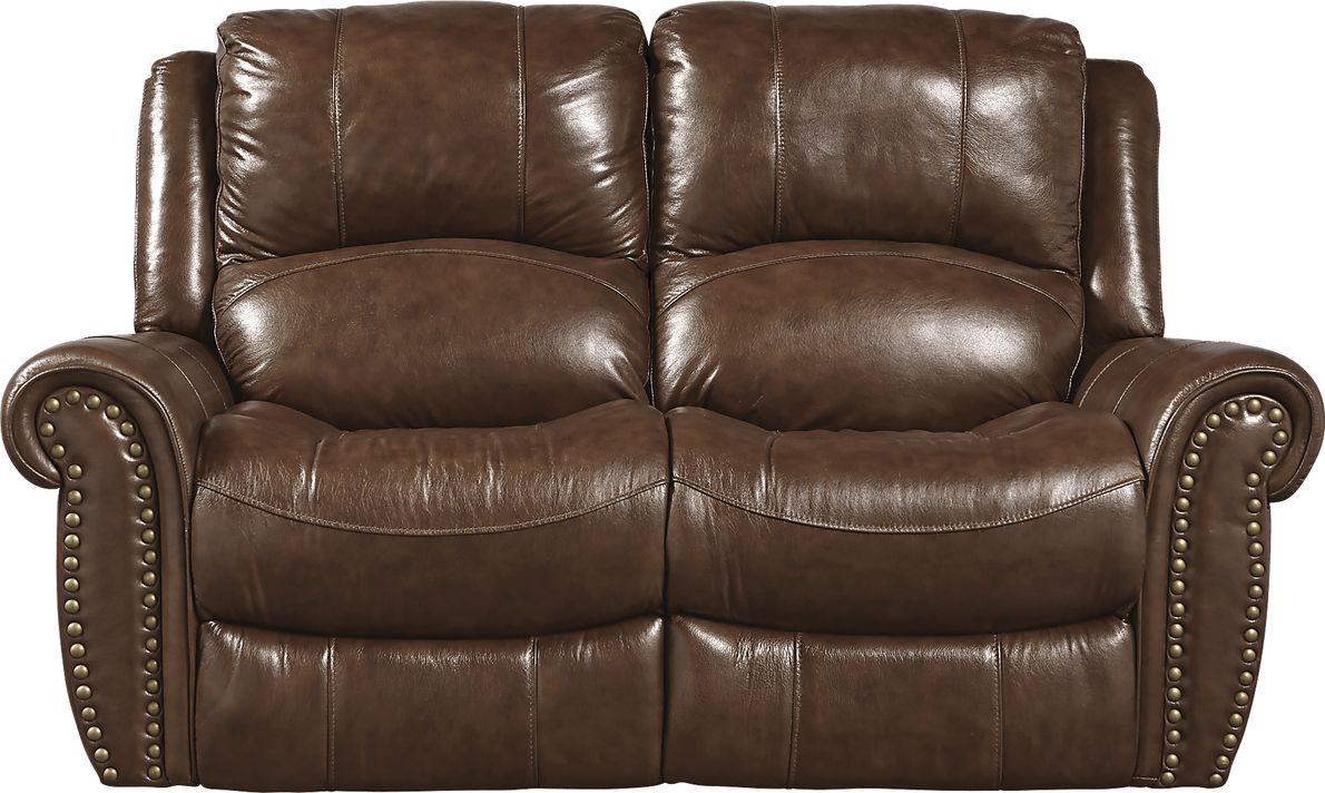 Brown leather loveseat deals recliner