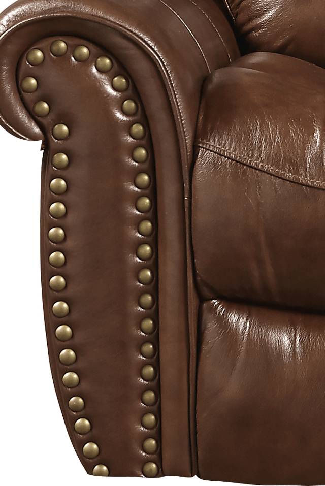 Abruzzo Brown Leather Reclining Loveseat - Thumbnail - Image 2