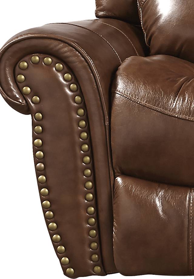 Abruzzo Brown Leather Reclining Sofa - Thumbnail - Image 2