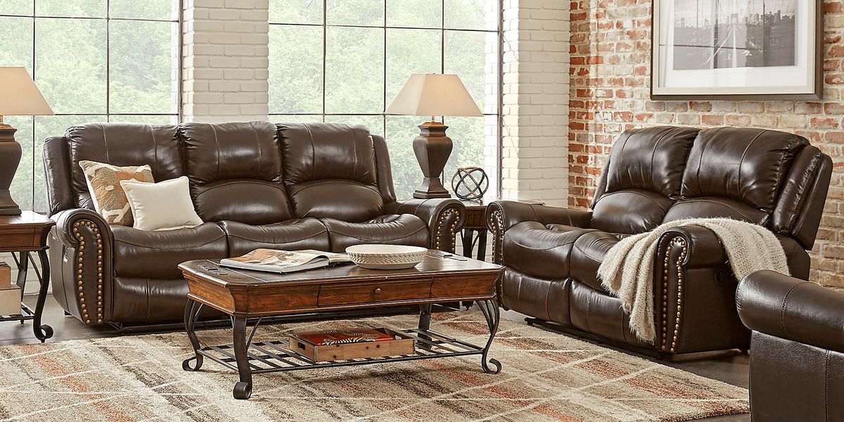 Abruzzo 3 Pc Burgundy Red Leather Manual Reclining Living Room Set With ...