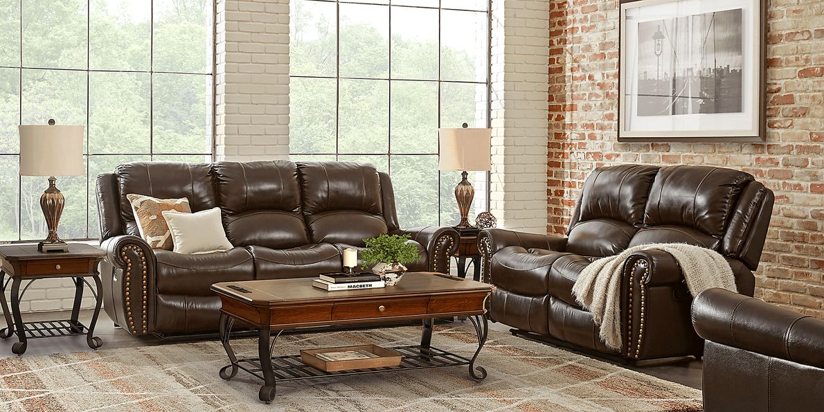 Abruzzo Burgundy 7 Pc Leather Living Room with Reclining Sofa
