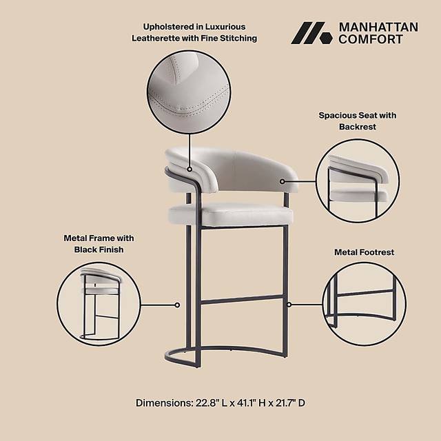 Absalom Light Gray Barstool - Thumbnail - Image 3