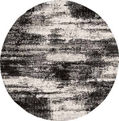 Abstract Dusk Charcoal 7'10 Round Rug