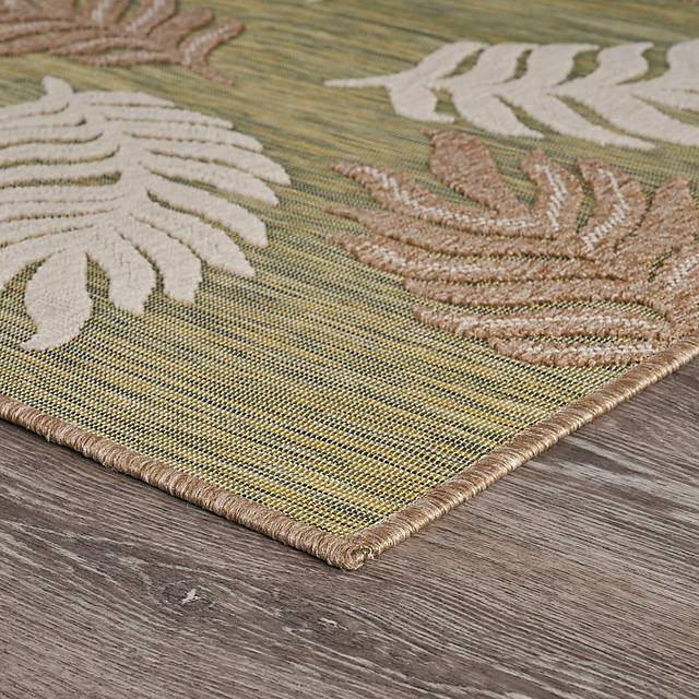 Abuhi Tan/Green 7'9 x 9'9 Indoor/Outdoor Rug - Thumbnail - Image 4