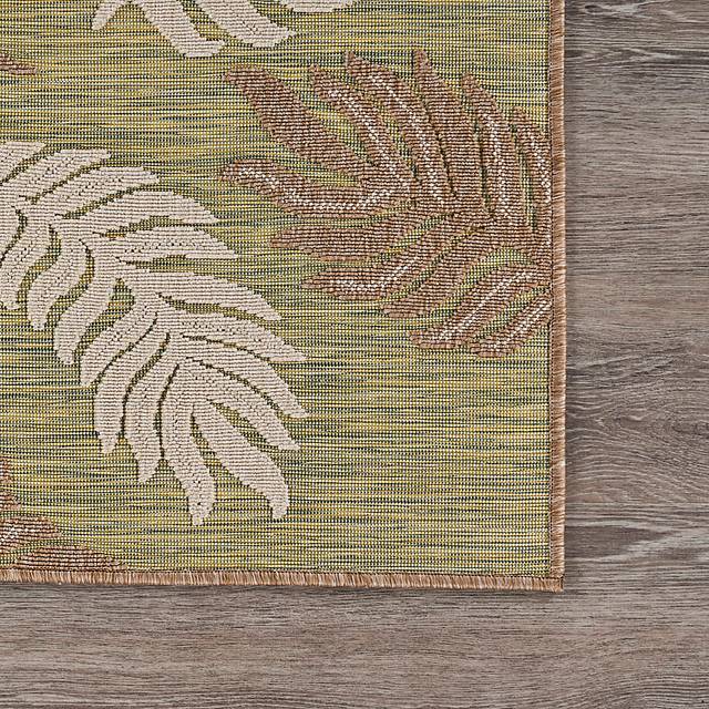 Abuhi Tan/Green 7'9 x 9'9 Indoor/Outdoor Rug - Thumbnail - Image 7