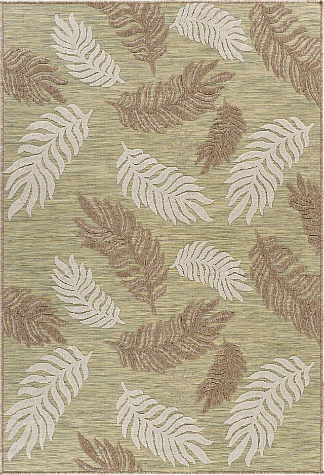 Abuhi Tan/Green 7'9 x 9'9 Indoor/Outdoor Rug - Thumbnail - Image 1