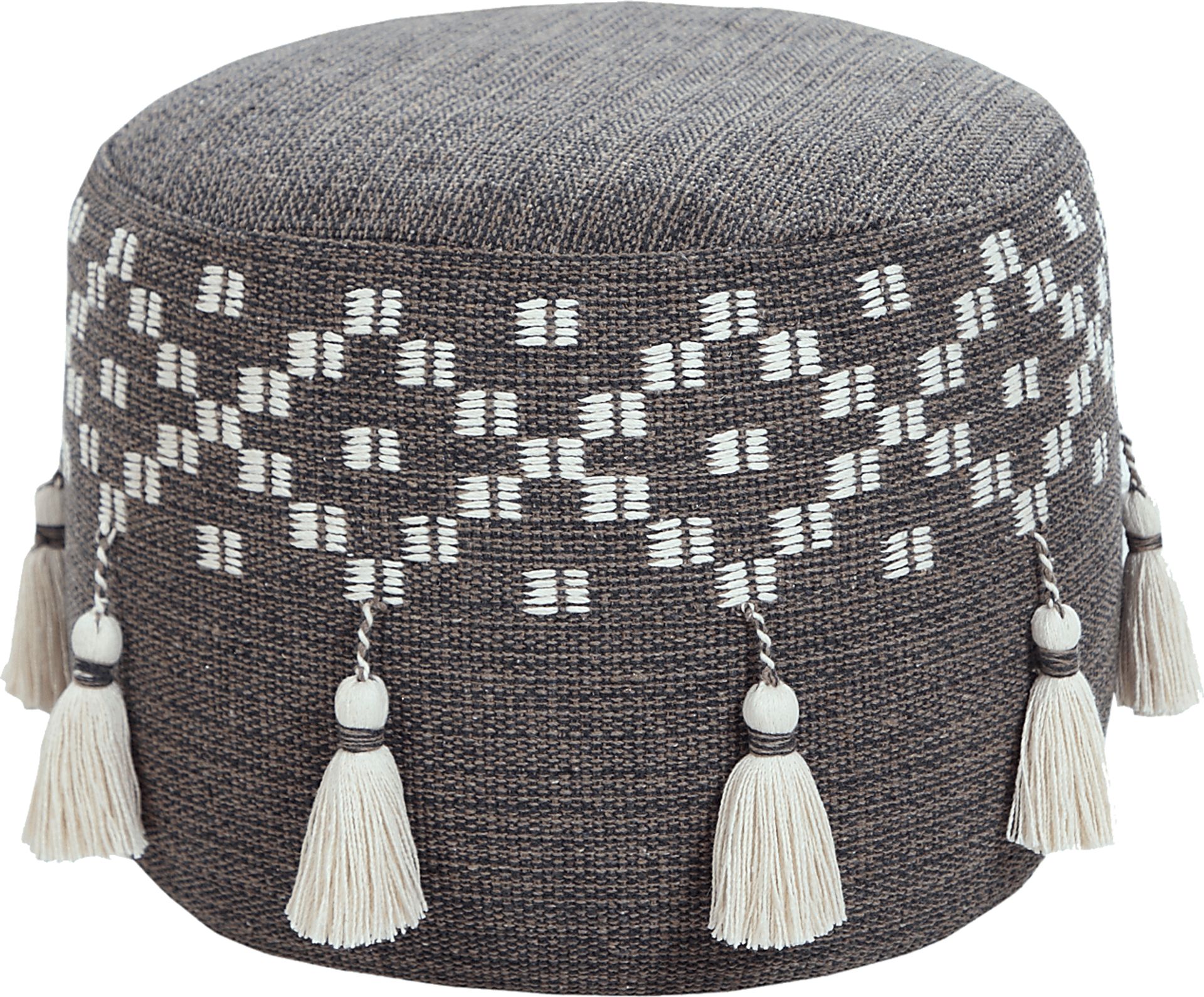 Abumaz Gray/Tan Pouf - Image 1