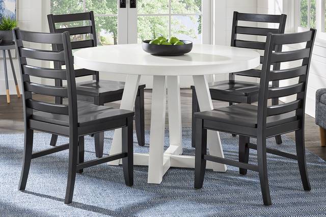 Acadia Hills White 5 Pc Dining Room with Black Chairs - Thumbnail - Image 1