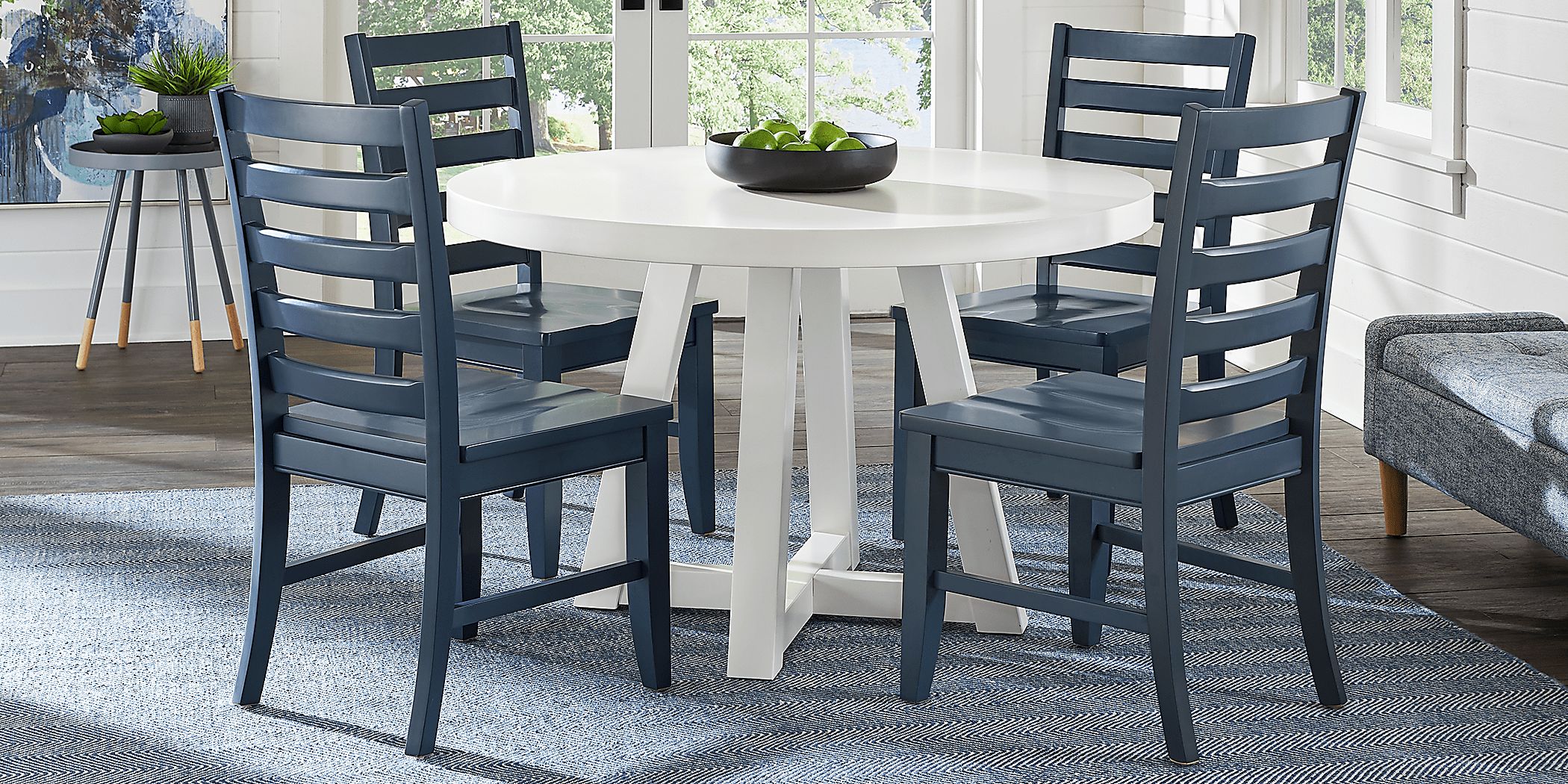 Acadia Hills Pc White Colors,White Blue Dining Room Set With