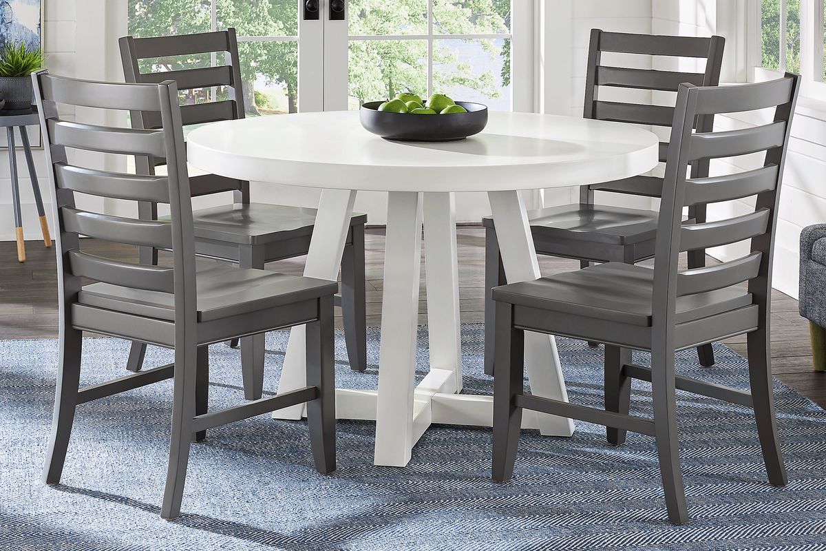 Acadia Hills 5 Pc White Colors,White Gray Dining Room Set With Dining