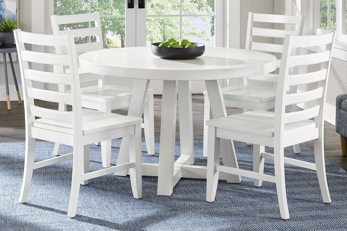 Acadia Hills 5 Pc White Colors,White Dining Room Set With Dining Table