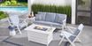Acadia White 4 Pc Outdoor Fire Pit Seating Set with Hydra Cushions
