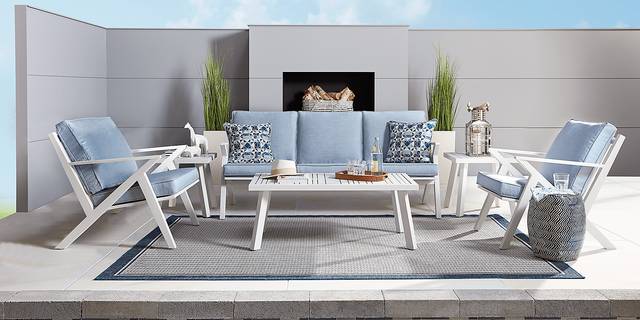 Acadia White 4 Pc Outdoor Seating Set with Hydra Cushions - Thumbnail - Image 2