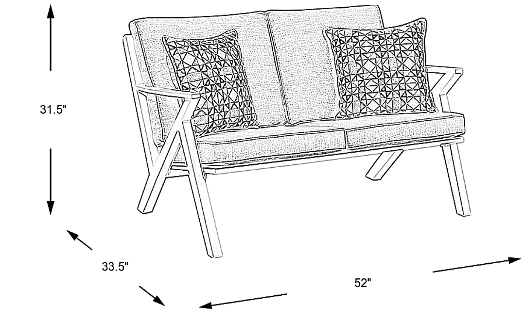 Acadia White Outdoor Loveseat with Hydra Cushions