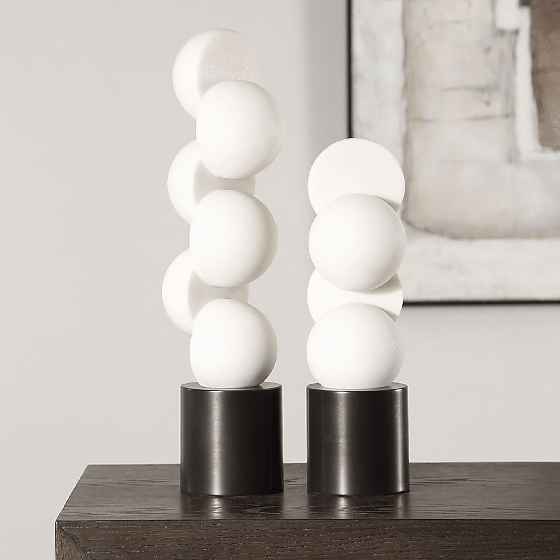 Acesea White Sculpture, Set of 2 - Image 2