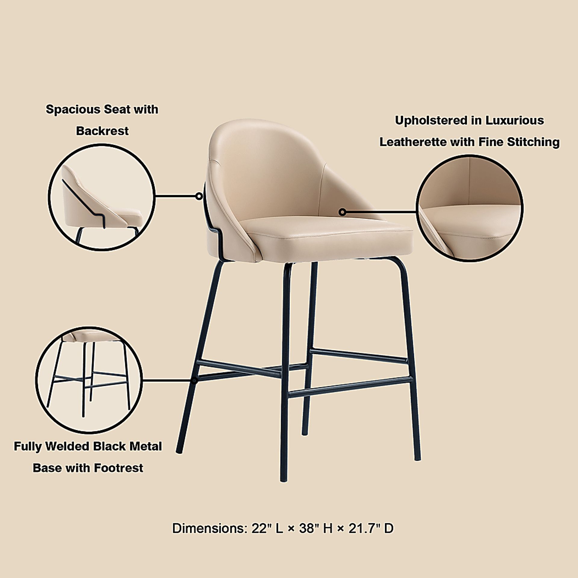 Acewalk I Tan Counter Height Stool - Image 7