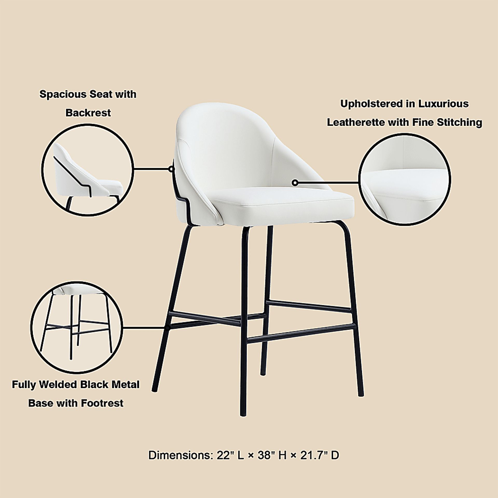Acewalk I White Counter Height Stool - Image 8